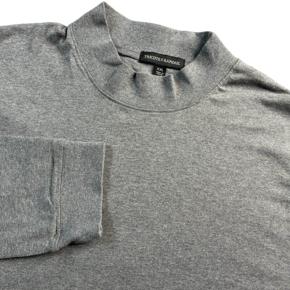 Tricots St Raphael Men's XXL Gray Mock Neck Long Sleeve Base Layer Shirt Cotton